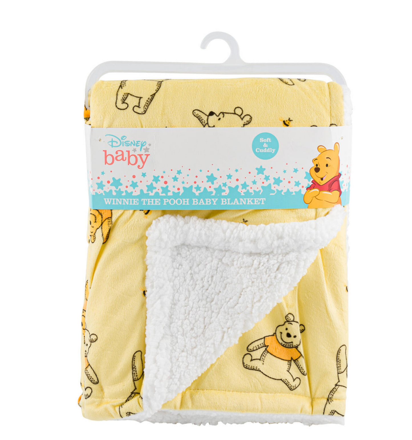 Disney Baby Winnie The Pooh Sherpa Blanket with Happy Days with Bees Print