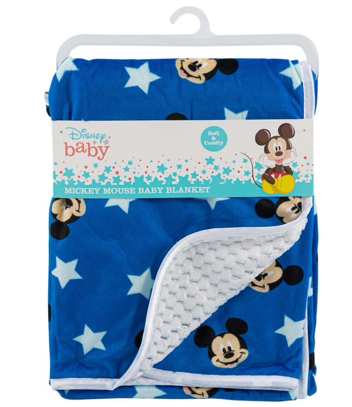 Disney Mickey Mouse Blue Mink and Fleece Baby Blanket