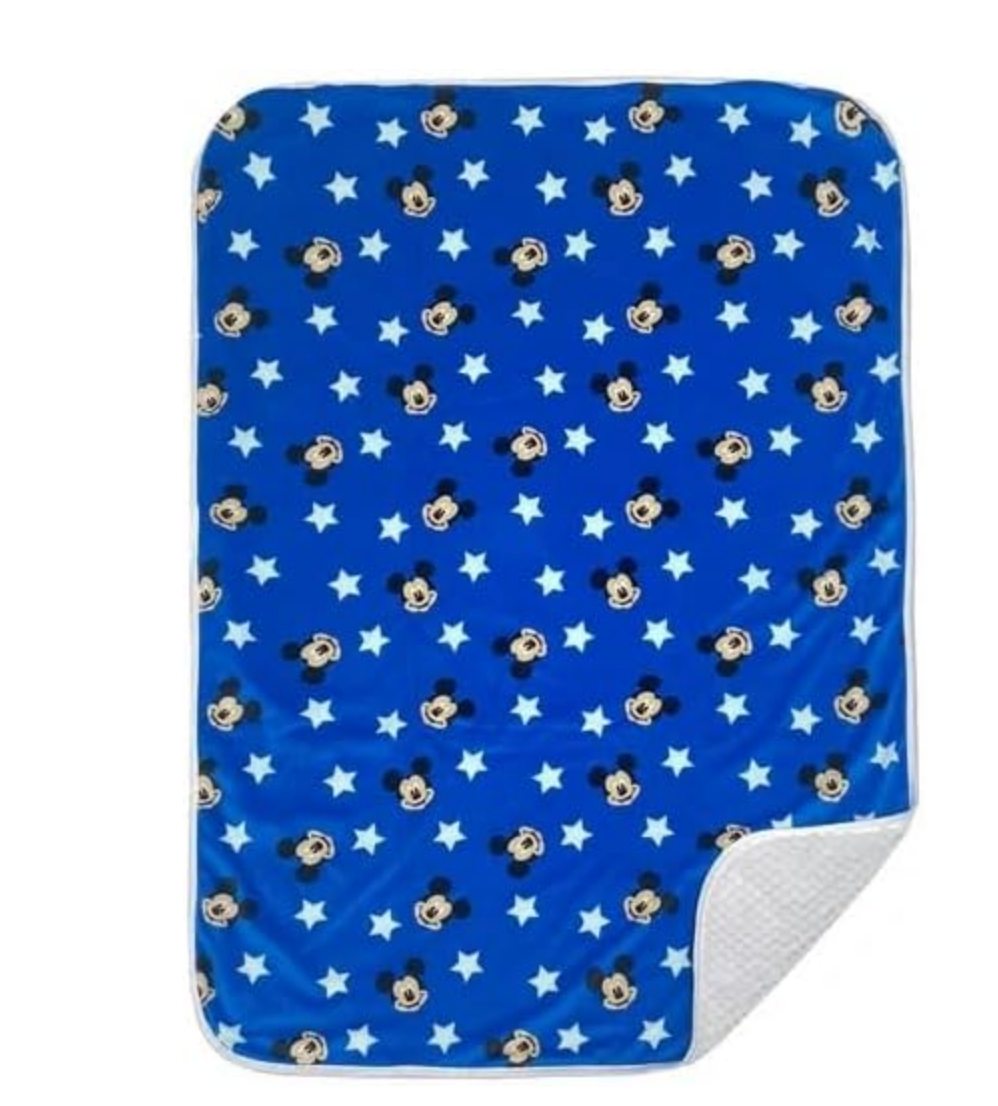 Disney Mickey Mouse Blue Mink and Fleece Baby Blanket