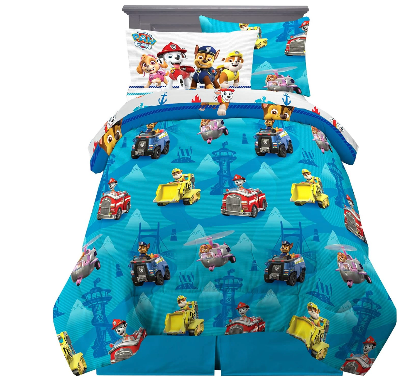 Paw Patrol Reversible Twin Bedding Comforter Set (6 Piece Set)
