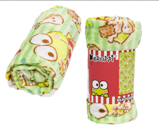 Keroppi Soft Silky Fleece Throw 40"x50" Kids Blanket “Sweet Keroppi"