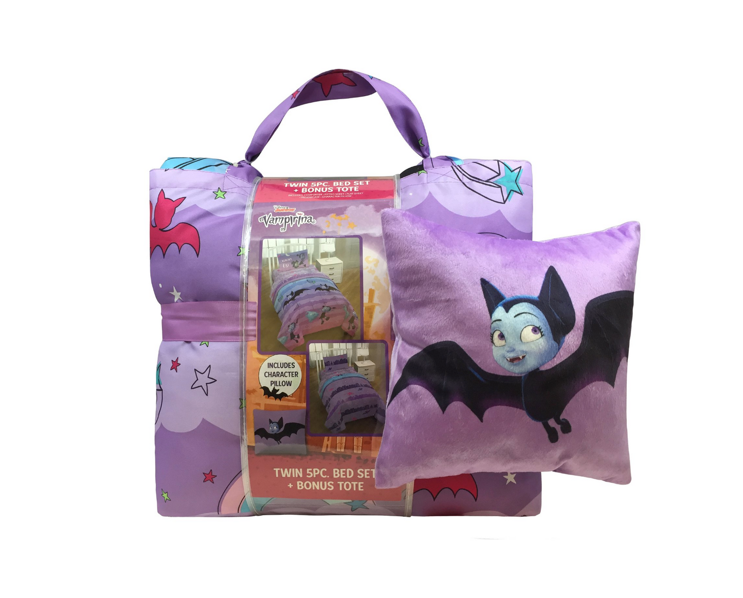 Vampirina 'Rainbow' 6 Piece Twin Bed Comforter Set with BONUS Tote and Decorative Pillow