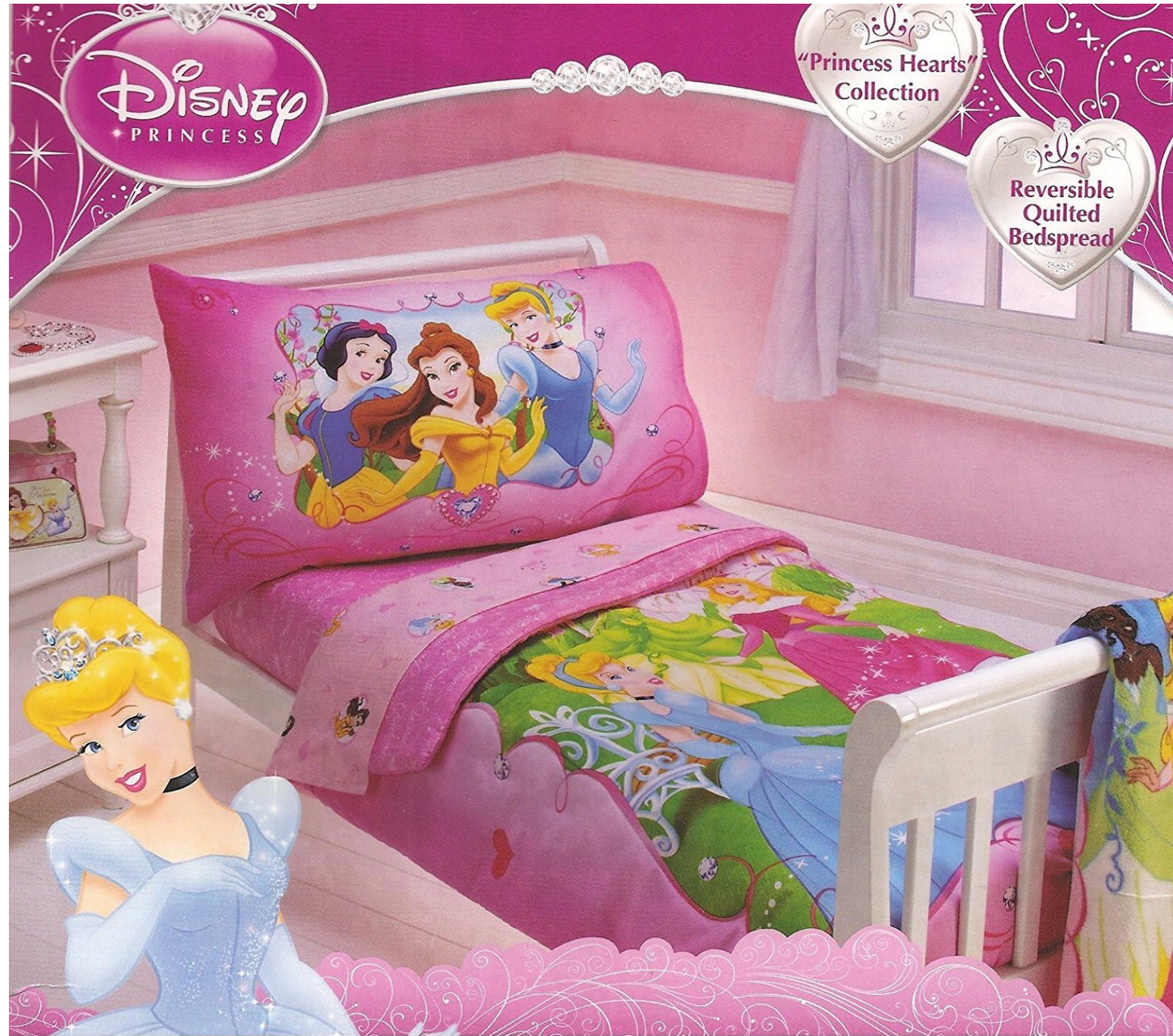 4pc Toddler Disney Princess Hearts Collection Bedding Set