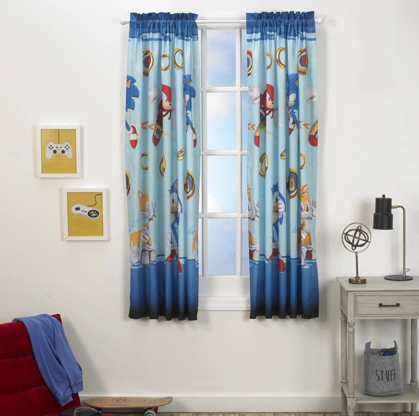 Sonic The Hedgehog Window Curtains Drapes, Includes 2 Panels