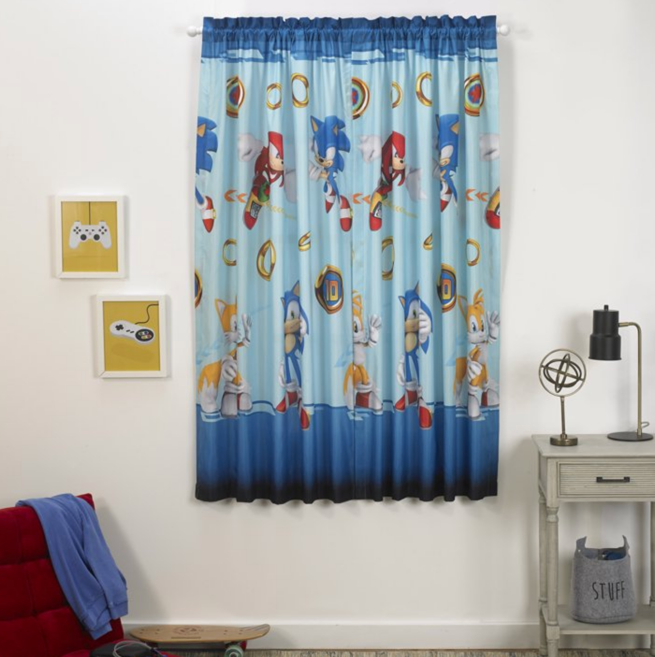 Sonic The Hedgehog Window Curtains Drapes, Includes 2 Panels