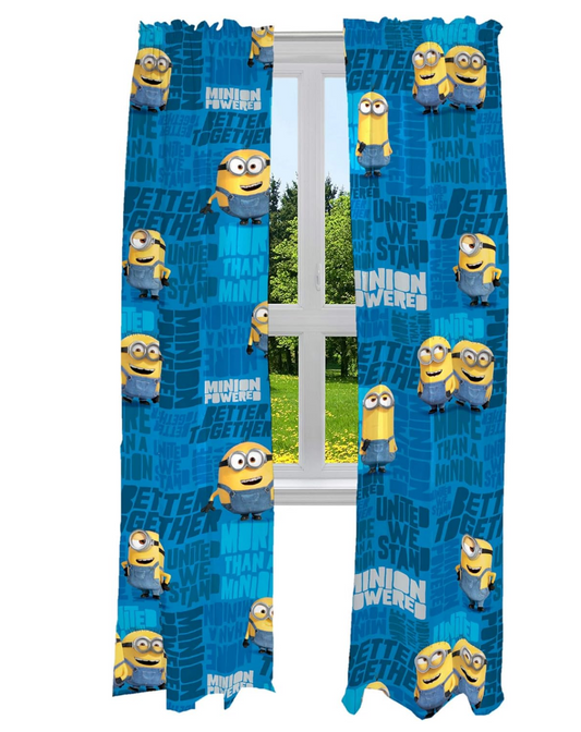 Minions: The Rise Of Gru, Kids Room Window Curtains Drapes Set, 82 In X 84 In