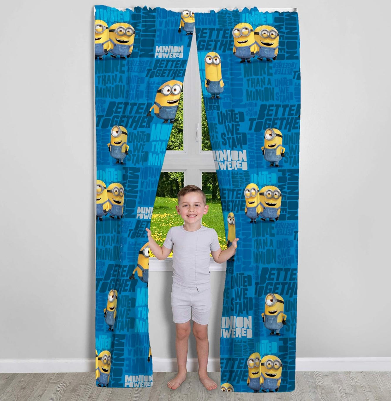 Minions: The Rise Of Gru, Kids Room Window Curtains Drapes Set, 82 In X 84 In
