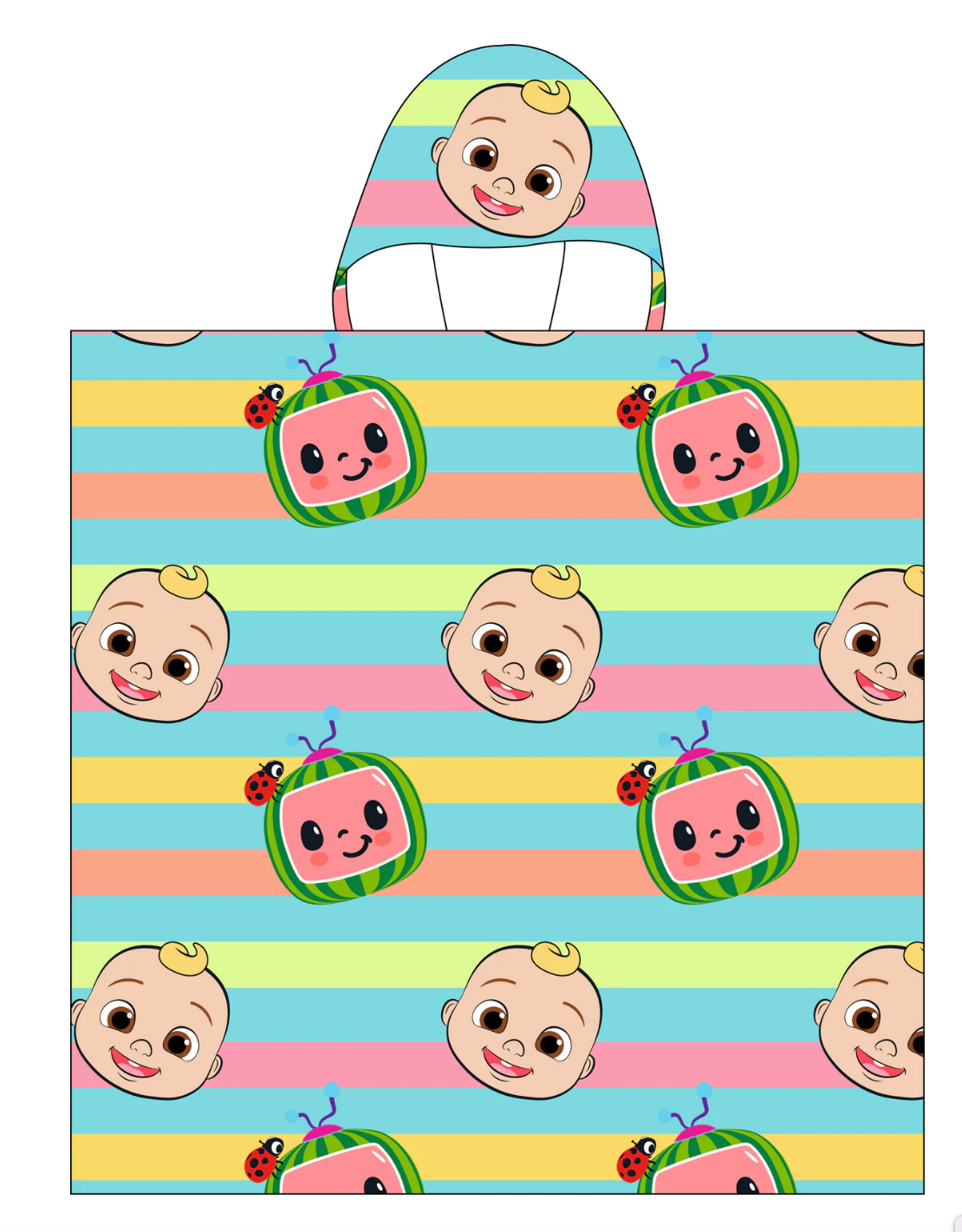 Cocomelon - Hooded Kids Towel Poncho "Candy Stripes"