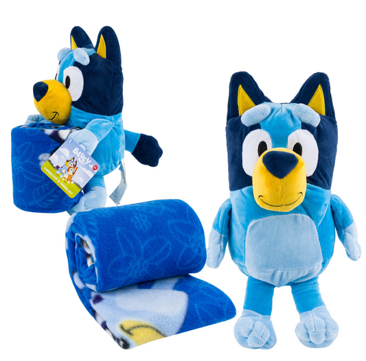 Bluey Hugger & 40"x50" Fleece Throw Blanket & Body Pillow