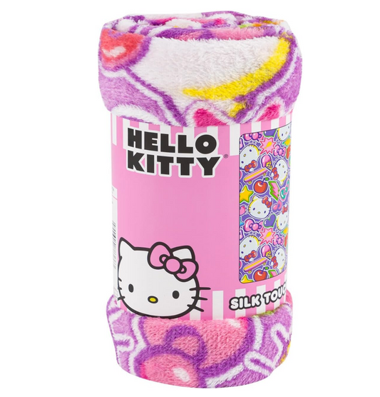 Hello Kitty Soft Silky Fleece Throw 40"x50" Kids Blanket "Cherry Summer"