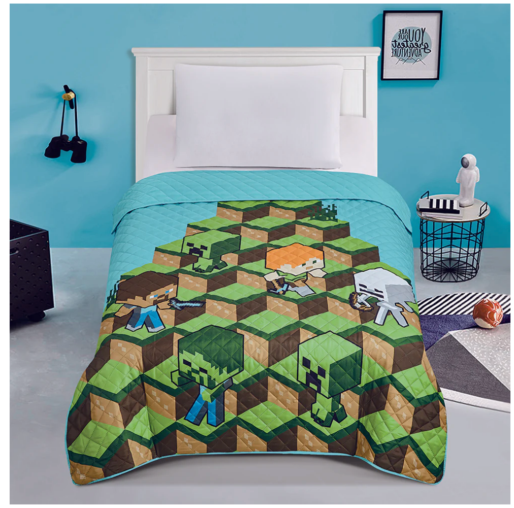 Minecraft "Blocks" Twin Quilted Bedspread Only