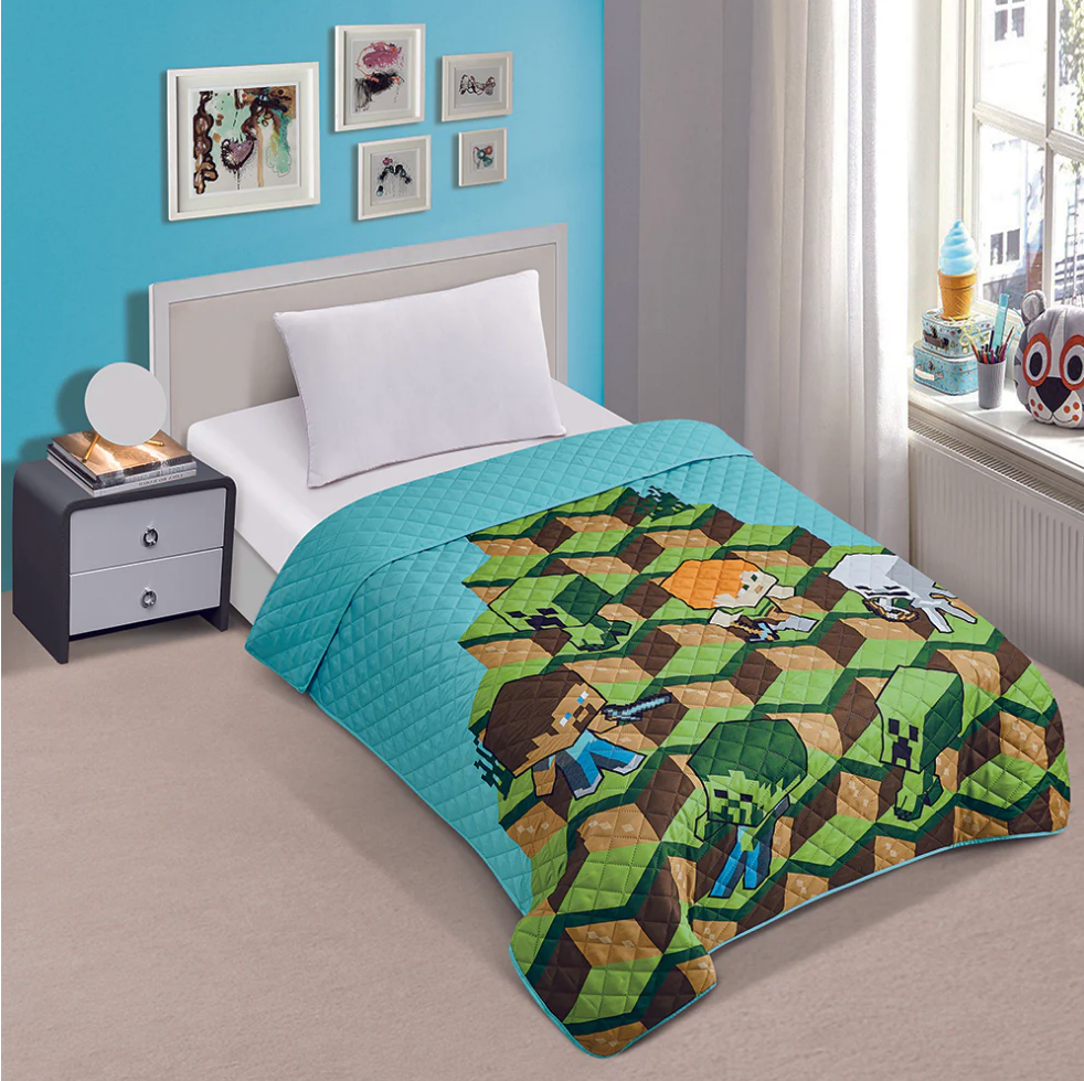 Minecraft "Blocks" Twin Quilted Bedspread Only