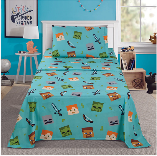 Minecraft 'Blocks" Twin Size 3 Pieces Sheet Set