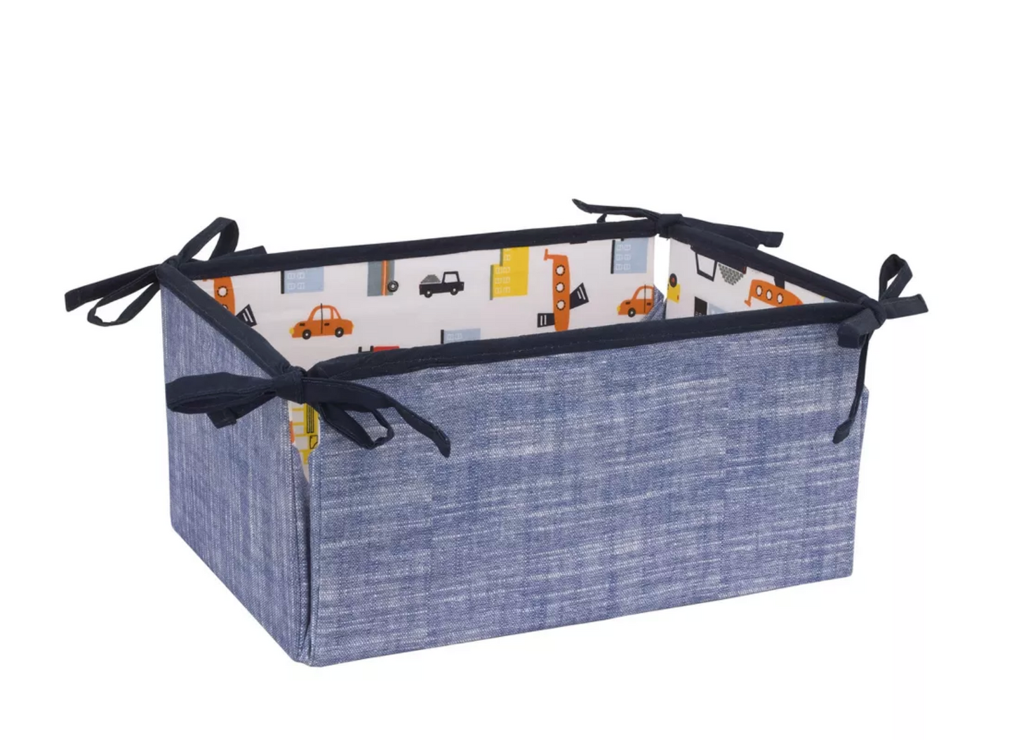 NoJo Transportation Trails Navy, Red, and Yellow Busy Cars, Trucks, Fire Engines 4 Piece Nursery Crib Bedding Set