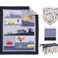 NoJo Transportation Trails Navy, Red, and Yellow Busy Cars, Trucks, Fire Engines 4 Piece Nursery Crib Bedding Set