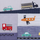 NoJo Transportation Trails Navy, Red, and Yellow Busy Cars, Trucks, Fire Engines 4 Piece Nursery Crib Bedding Set