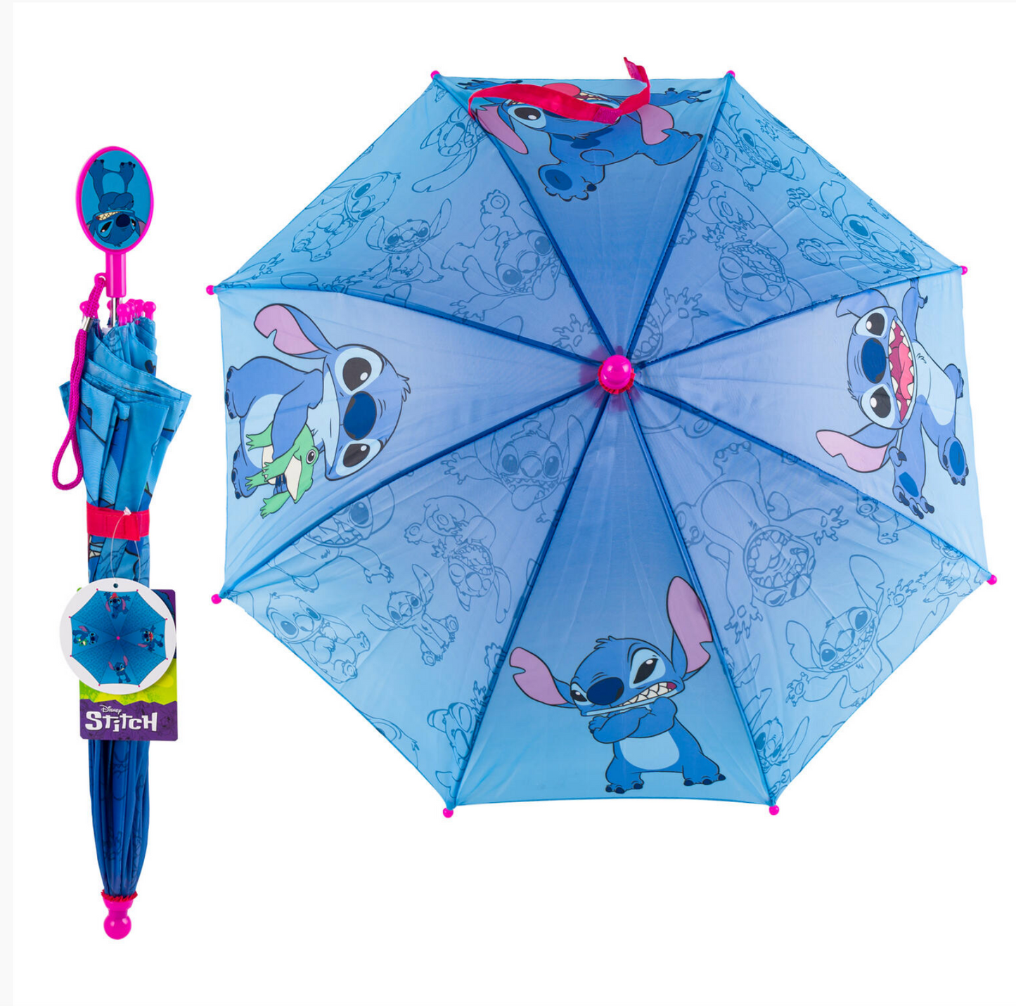 Disney Stitch Kids Stick Umbrella with Clamshell Handle 21"