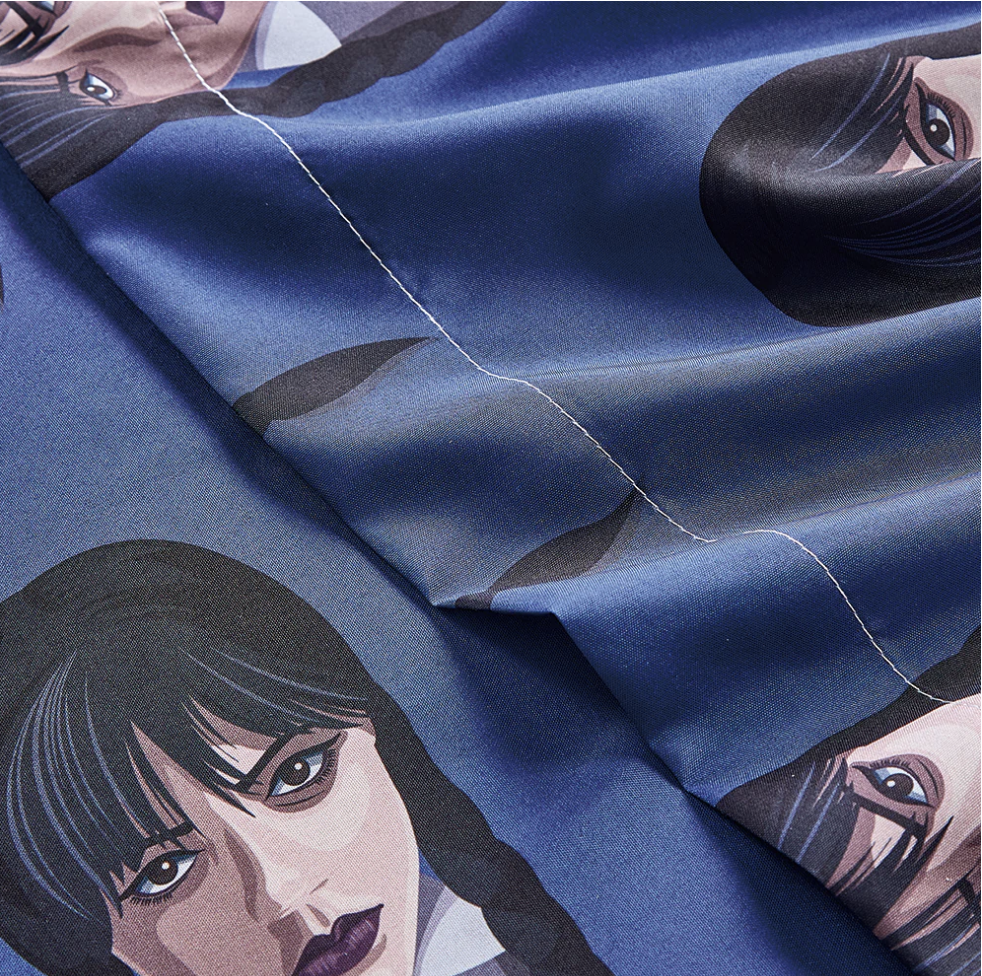 The Adams Family Wednesday Twin Size Sheet Set 3 Pieces Kids Set "No Hug Zone"