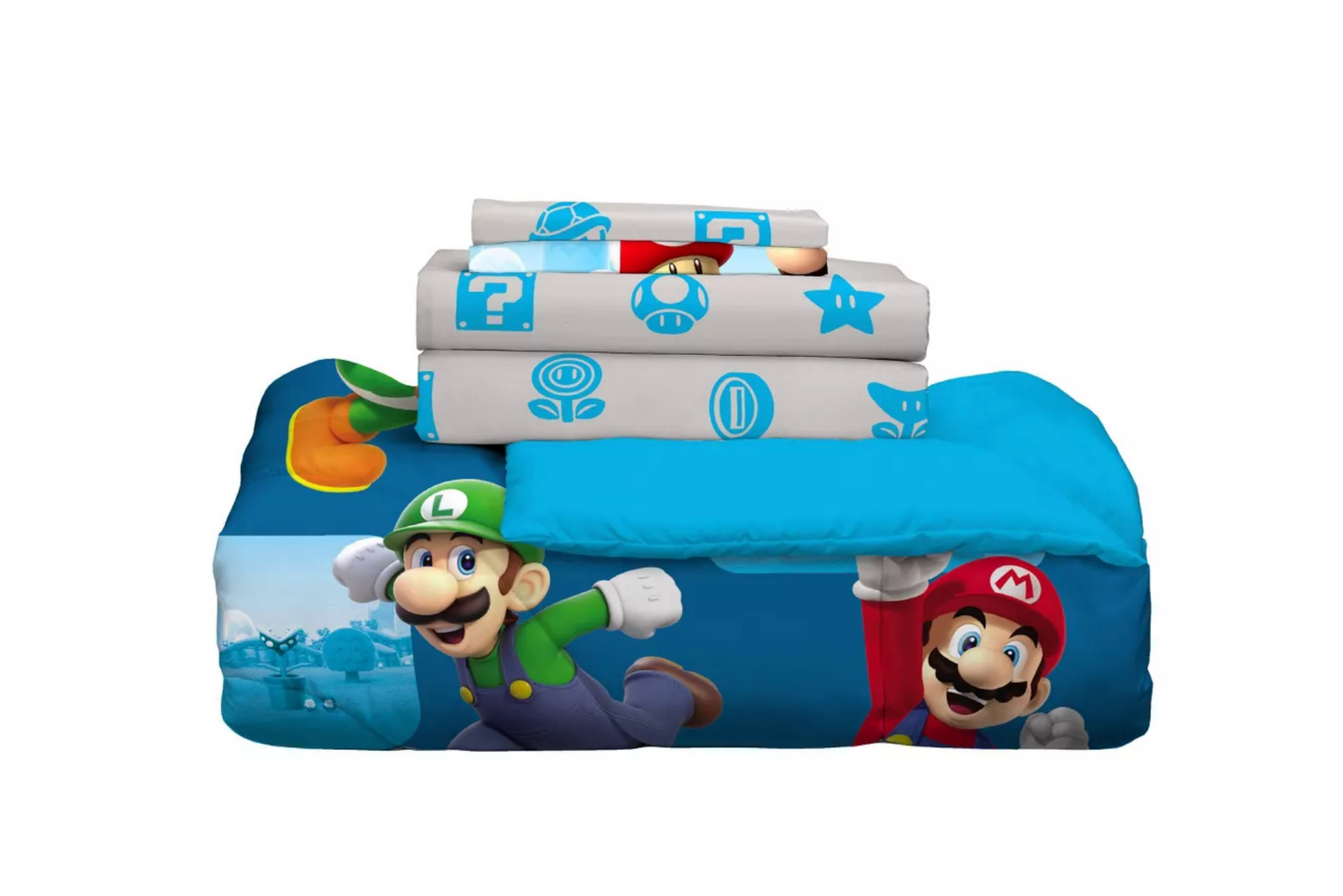 5 pieces Twin Super Mario Bed in a Bag Bedding Set Reversible Comforter