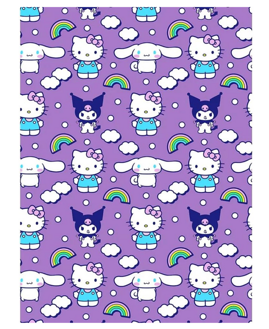 Hello Kitty and Friends Fleece Throw Blanket, Clouds and Rainbows 50"x70"