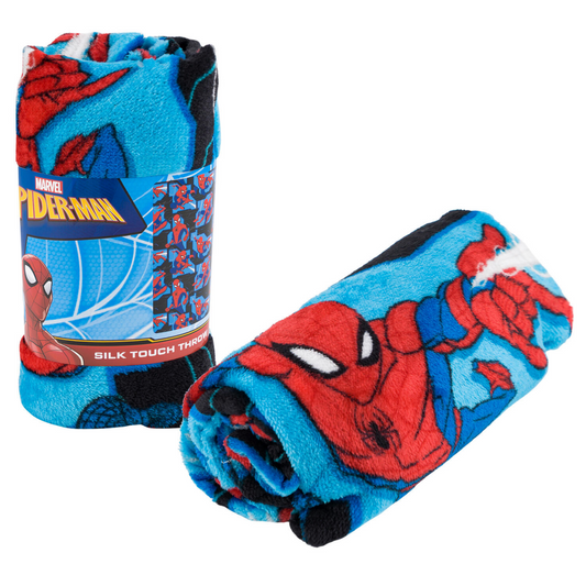 Spiderman Soft Silky Fleece Throw 40"x50" Kids Blanket "Geo Spidey"