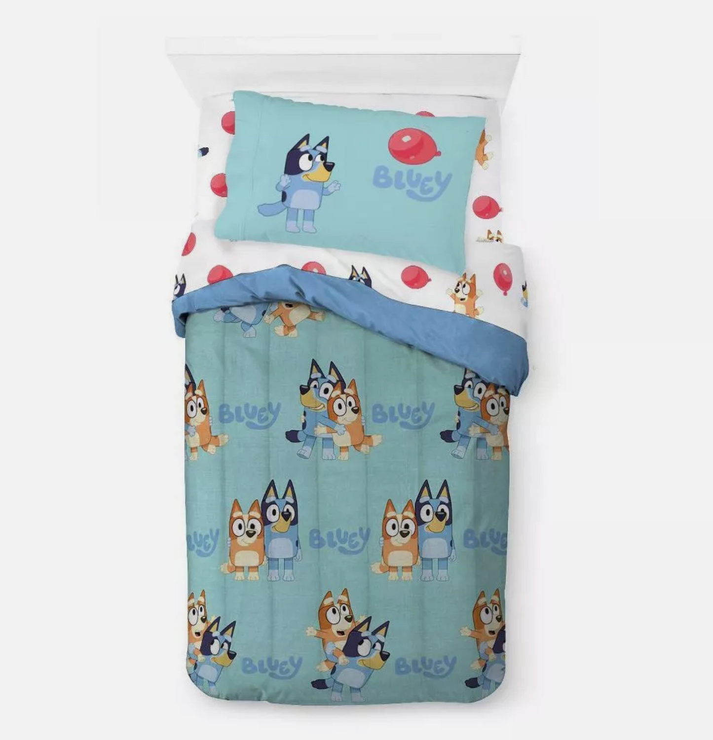 5 pieces Twin Bluey Bed in a Bag Bedding Set Reversible Comforter