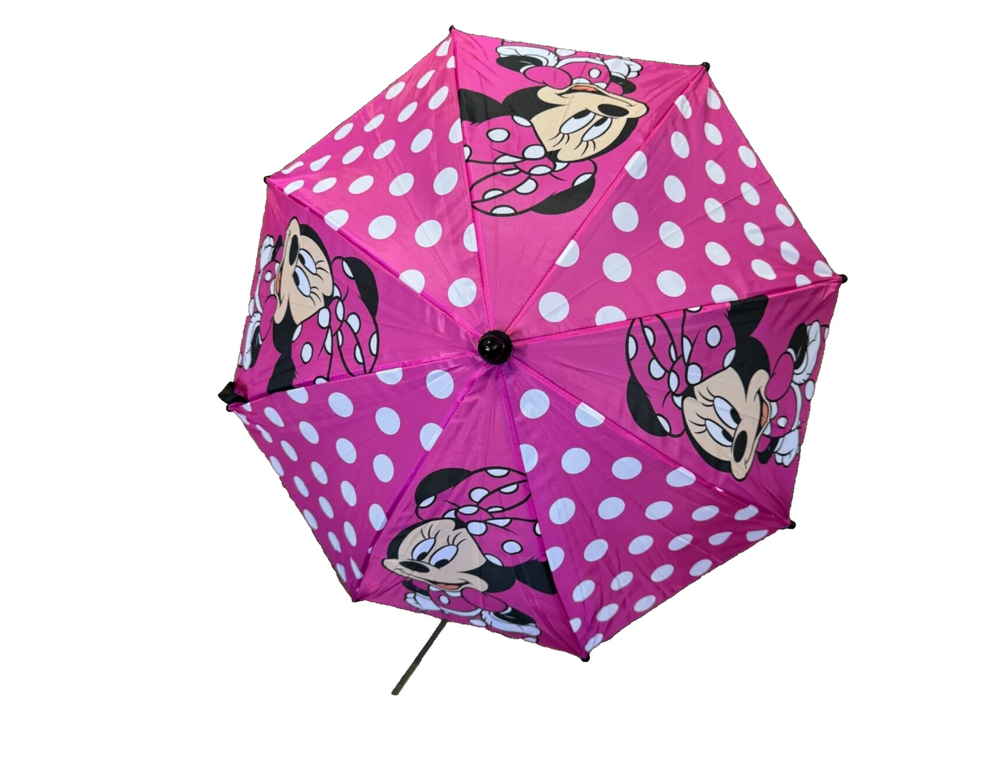 Minnie Mouse Pink Polka dot Kids Stick Umbrella with Clamshell Handle 21"