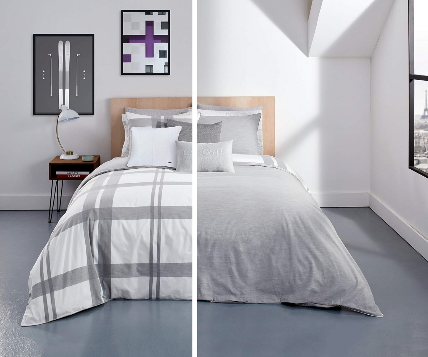 Lacoste Baseline Duvet Set, Full/Queen 100% Cotton 3 Pieces Bed Set Plaid