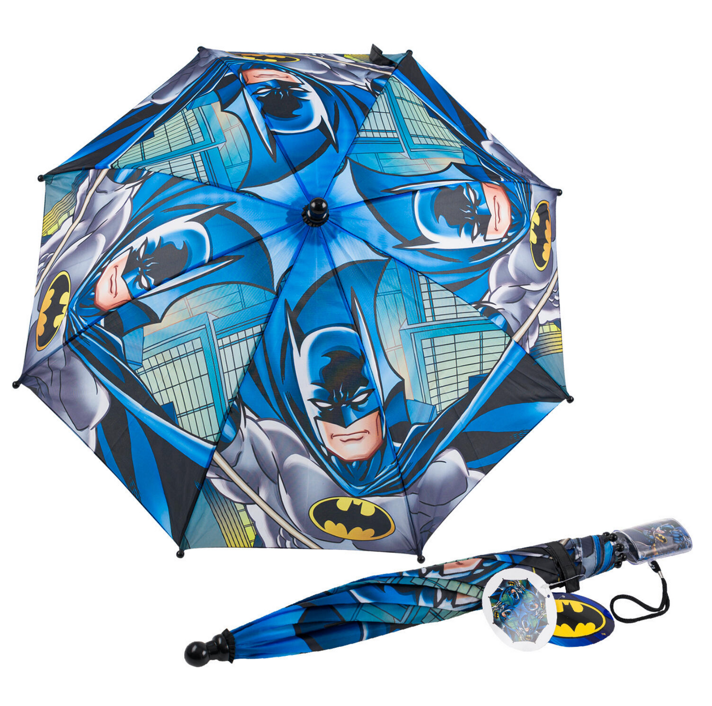 Batman Kids Stick Umbrella with Clamshell Handle 21"