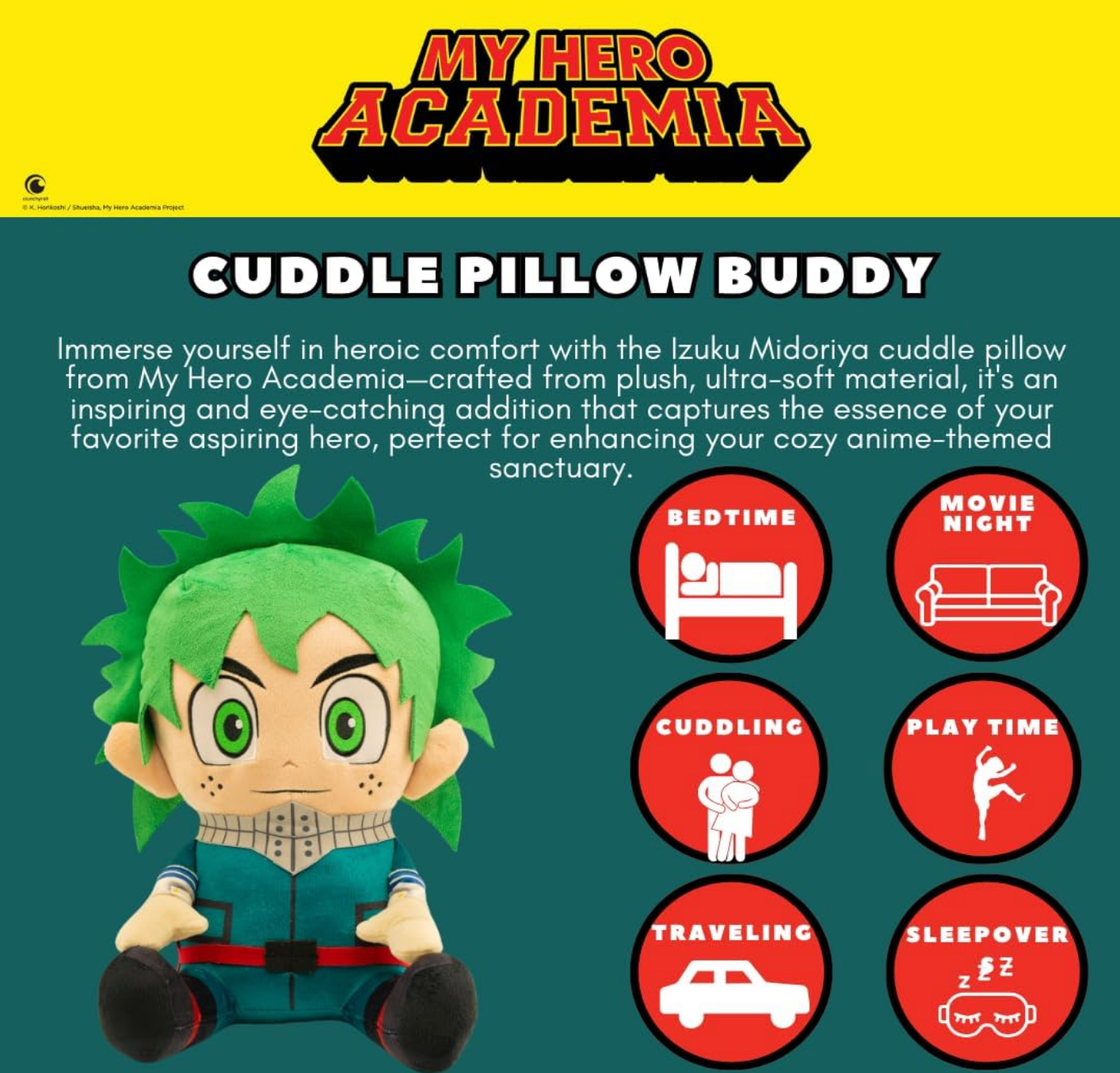 My Hero Academia Izuku Midoriya Anime Super Soft Cozy Decorative Cuddle Pillow
