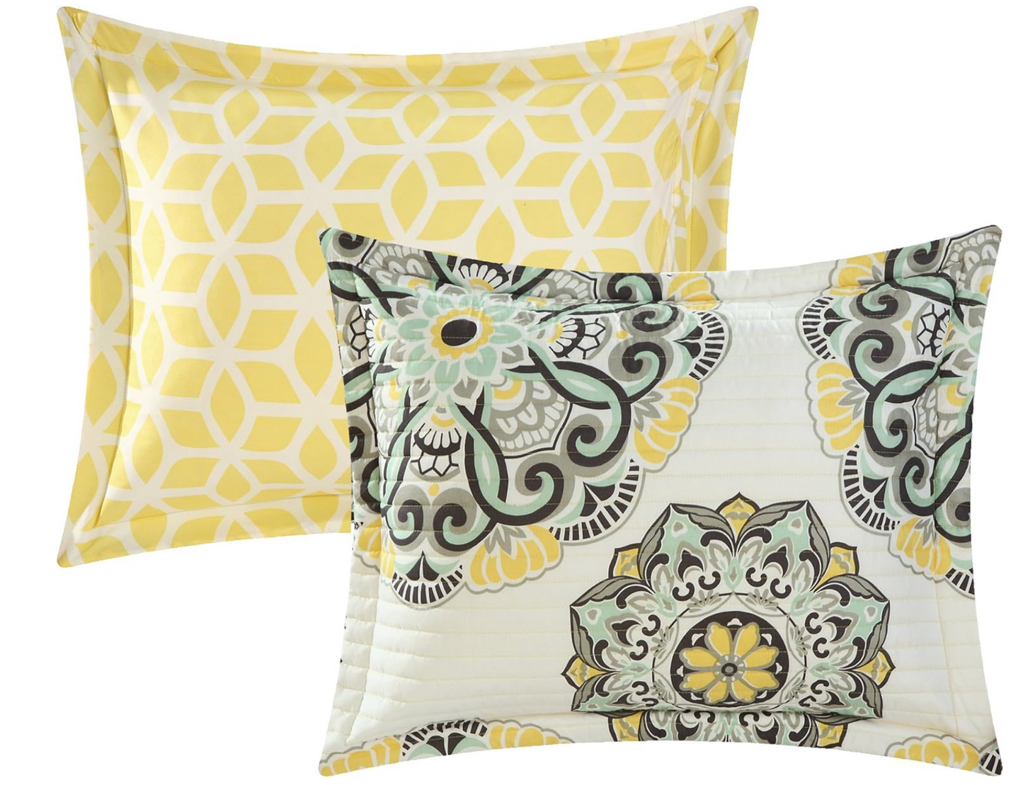 Reversible Yellow Twin Size (3 Piece) Bedding Quilt, Pillow Sham and Decorative Pillow