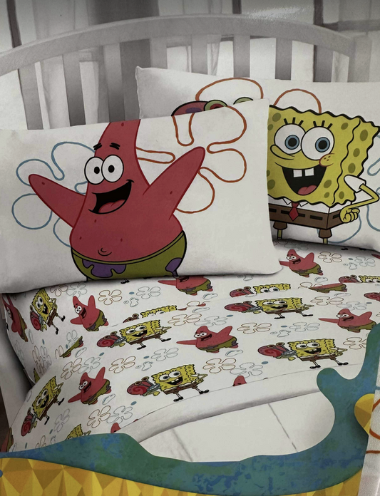 Spongebob Squarepants Twin Size Sheet Set 3 Pieces Kids Set "Underwater Vibes"