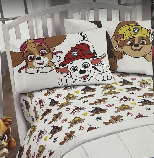 Paw Patrol Twin Size Sheet Set 3 Pieces Kids Set  "Puppies Ready"