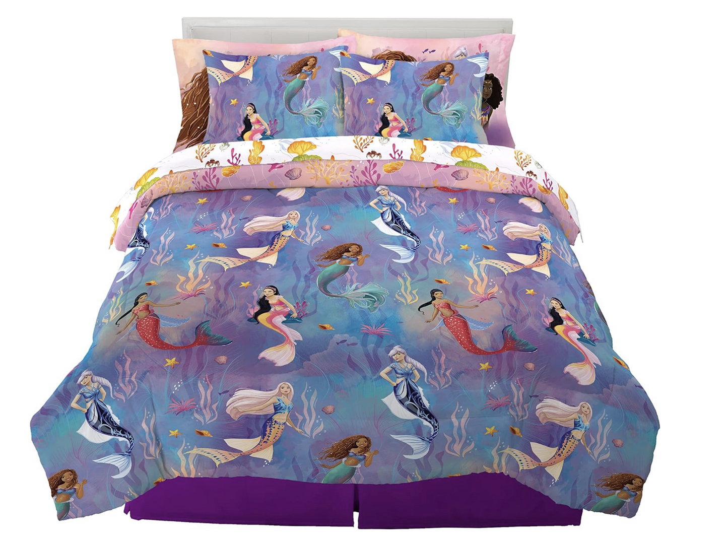 Franco Disney Princess Ariel The Little Mermaid Live Action Movie Ariel Kids Bedding Queen Comforter 7 pc Set