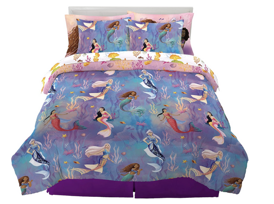 Disney Princess Ariel The Little Mermaid Live Action Movie Ariel Kids Bedding Twin Comforter 5 pc Set