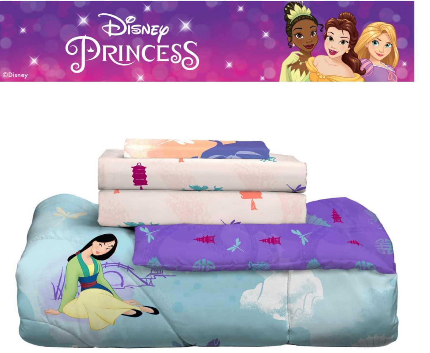 Jay Franco Disney Princess Mulan Bedding Comforter and Sheet Set, Twin