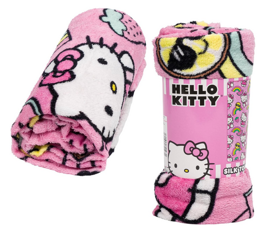 Hello Kitty Rainbows Soft Silky Fleece Throw 40"x50" Kids Blanket