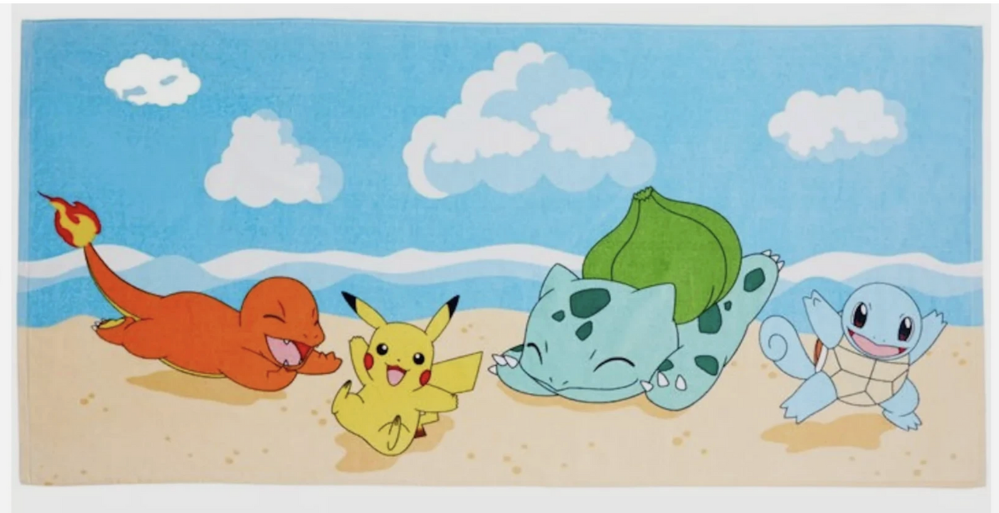 Pokemon "Beach Plays" 100% Cotton Beach Towel 28"x58"