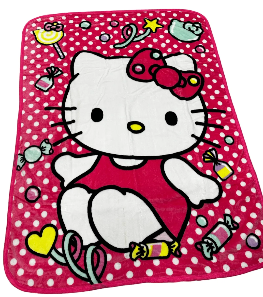 Hello Kitty "Polka Dot Candies" Plush 40"x50" Throw Blanket TT