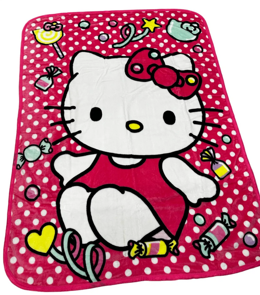Hello Kitty "Polka Dot Candies" Plush 40"x50" Throw Blanket TT