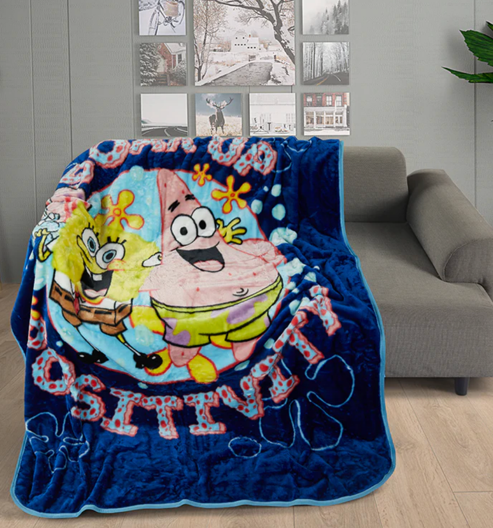 SpongeBob Extra Soft Plush 60"x80" Twin Size Blanket "Soak Up Positivity"