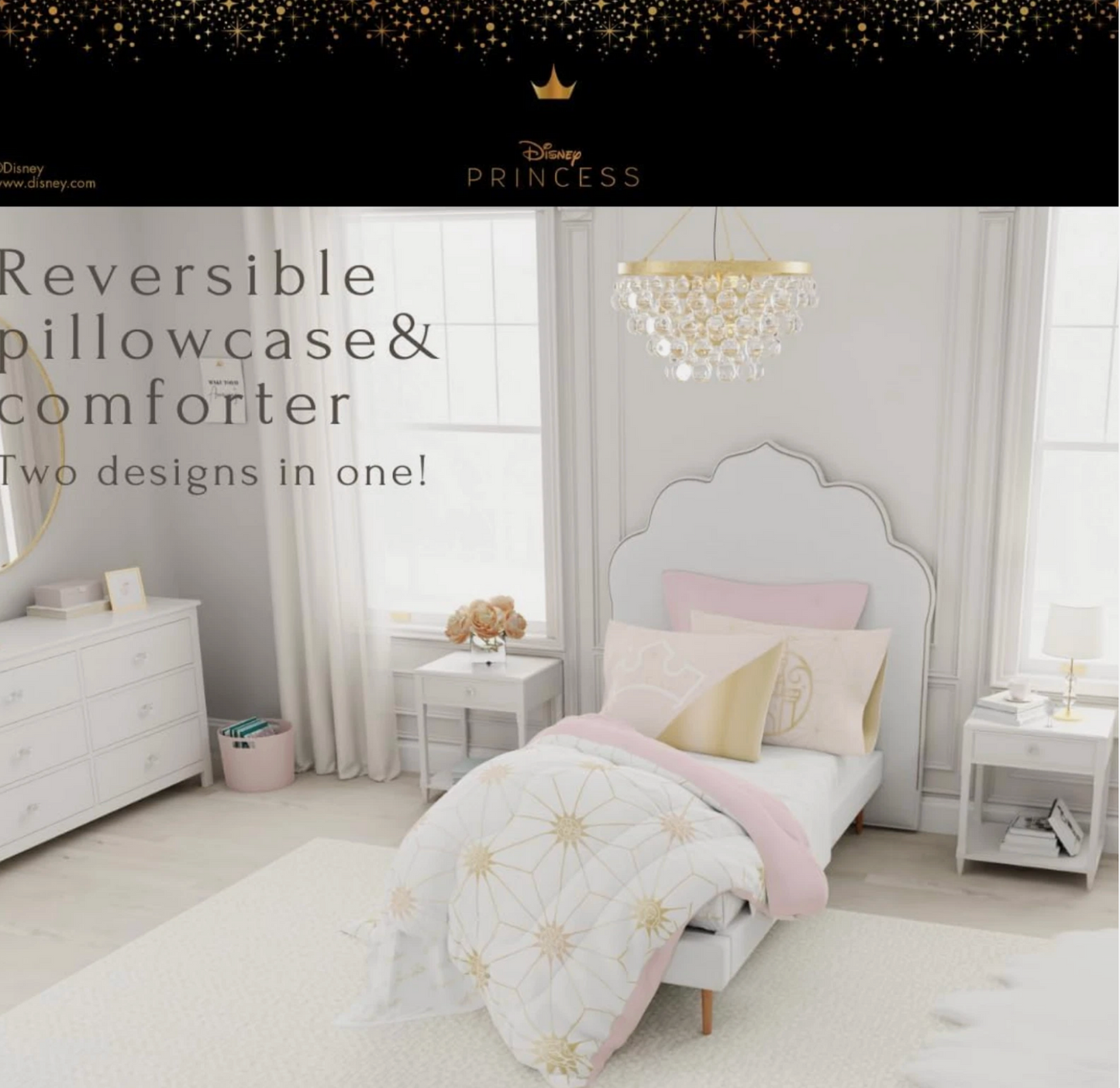 Princess Icon Kids Bedding Queen Comforter 5 pc Bed Set
