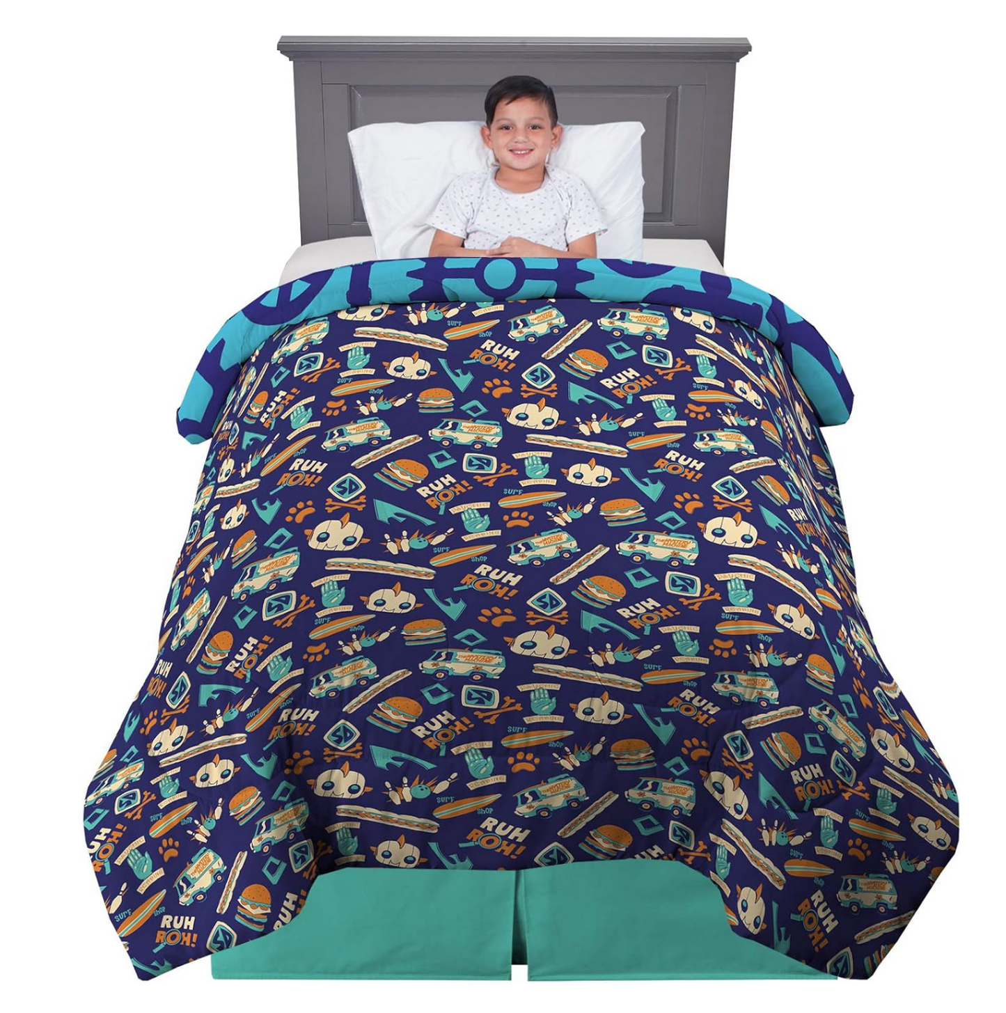 2 pcs Scooby Doo Reversible Twin Full Comforter and Pillow Sham Set