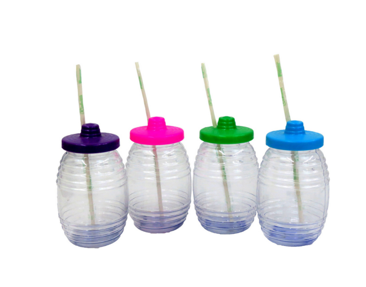 Mexican Style 16 oz Mini Plastic Barrel with Straw & Lid Traditional Vitroleros 6pcs