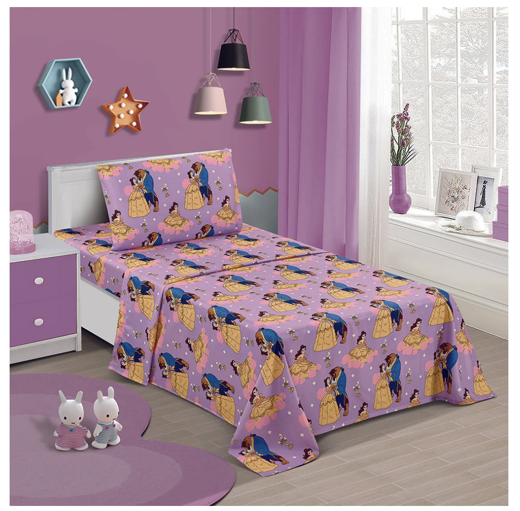 Beauty & The Beast Twin Size Sheet Set 3 Pieces Kids Set