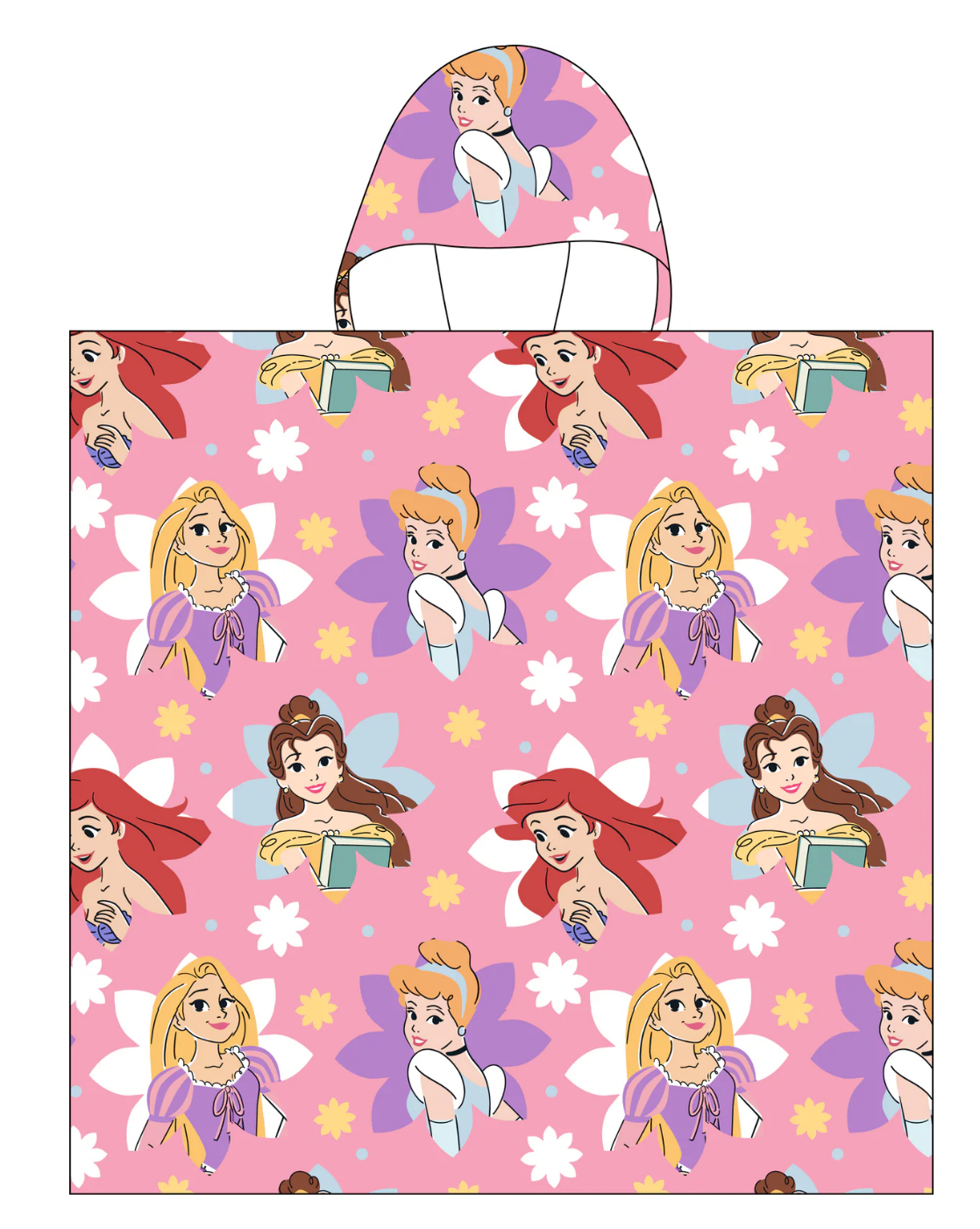 Princess - Hooded Kids Towel Poncho "Floral Royal Girls"