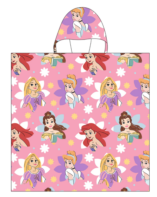 Princess - Hooded Kids Towel Poncho "Floral Royal Girls"