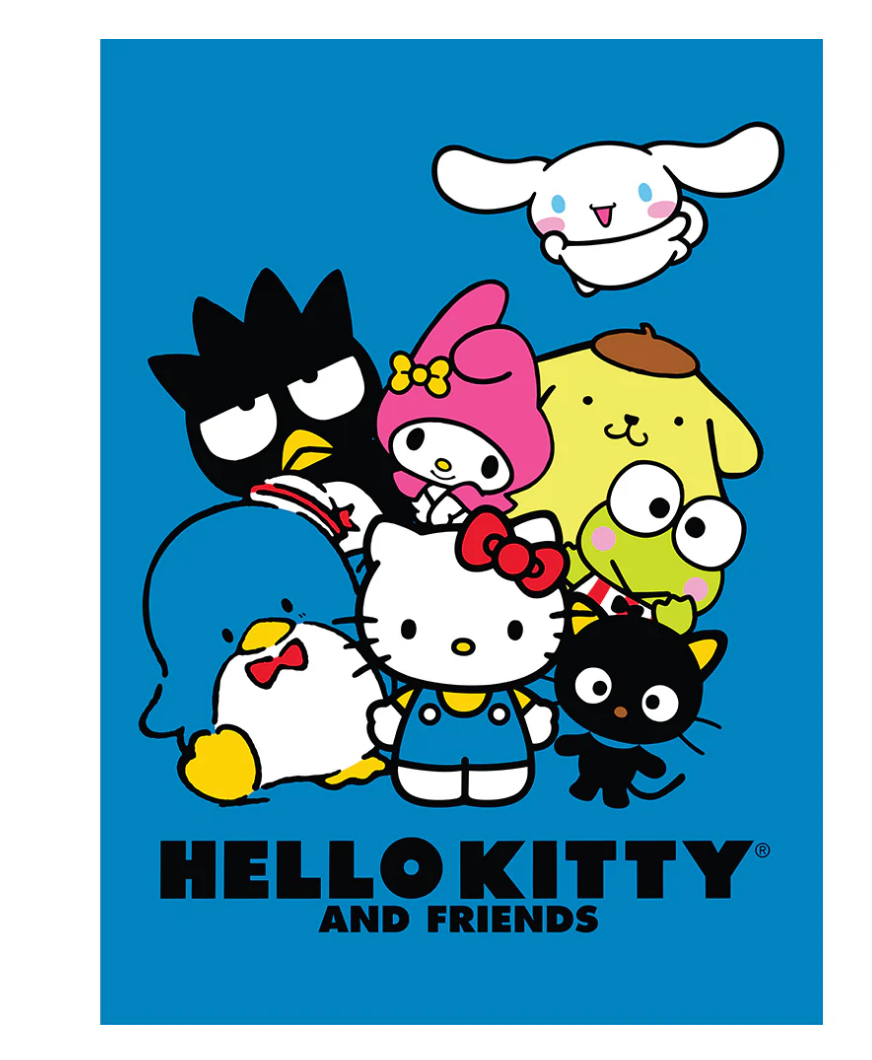 Hello Kitty & Friends Extra Soft Plush 60"x80" Twin Size Blanket "Friends Smile"