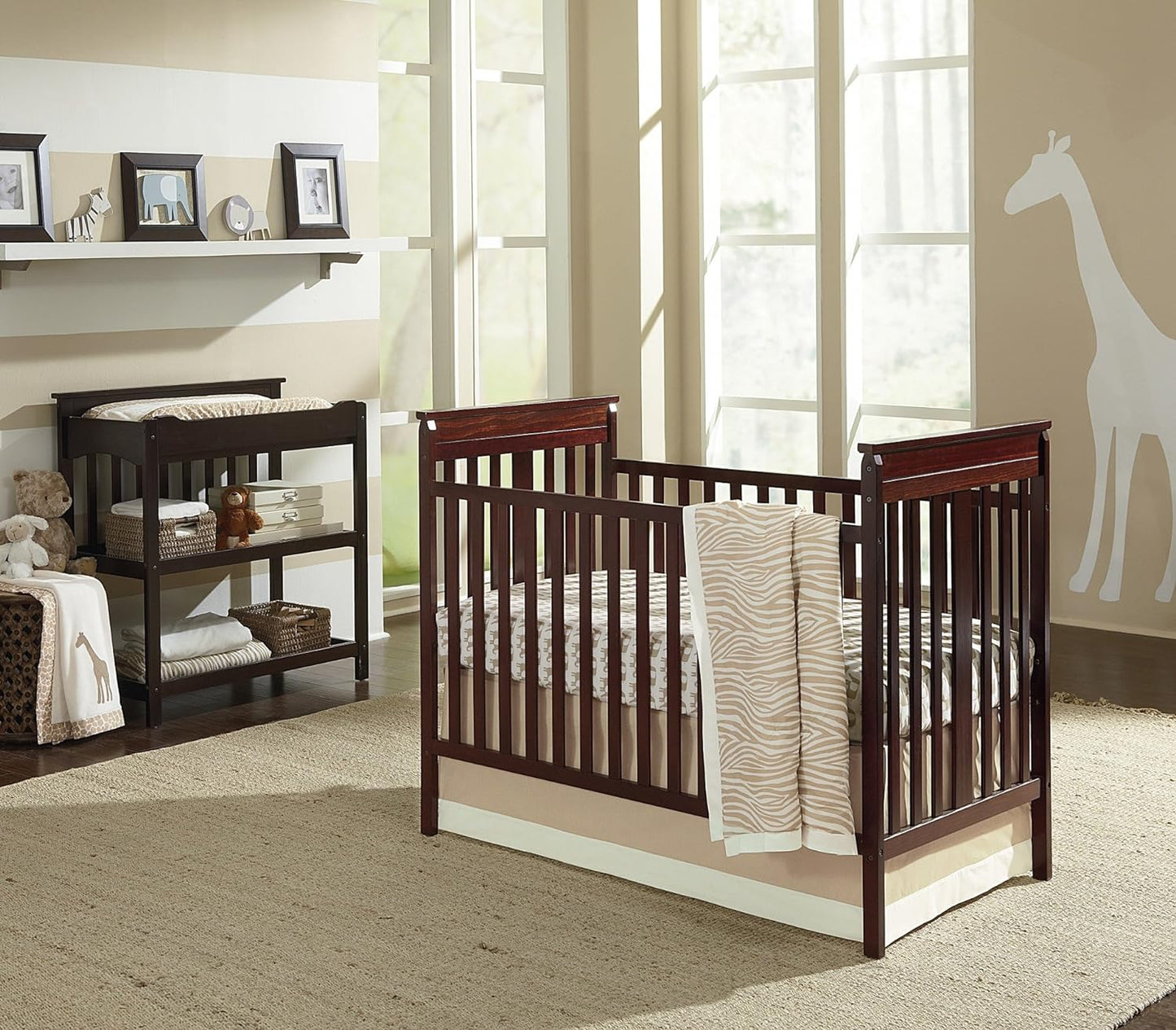 Zahara Brown Geometric Elephants 3 Pieces Newborn Crib Bedding Set By Sadie & Scout