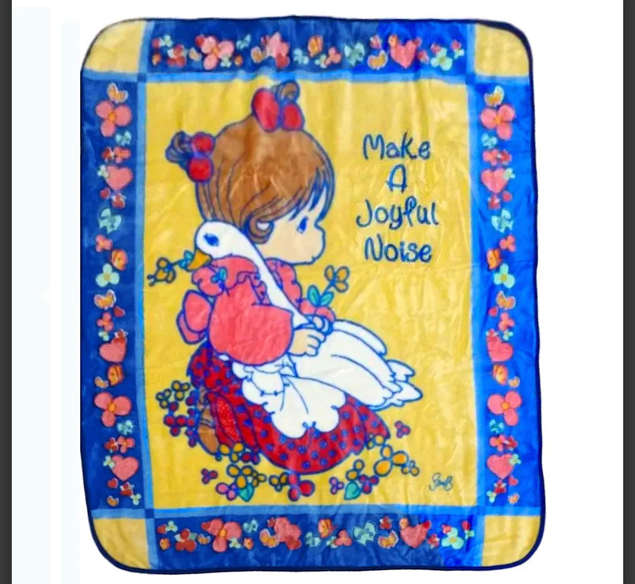 Precious Moments "Make a Joyful Noise" Girl and Goose 50”x60” Plush Blanket Throw Thick and Super Warm